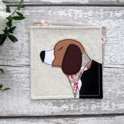 Beagle Dog Coaster, Fabric Beagle G..