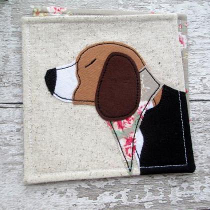 Beagle Dog Coaster, Fabric Beagle G..