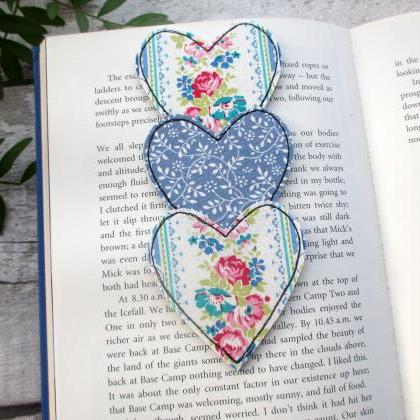 Fabric Heart Trio Bookmark, Fabric ..