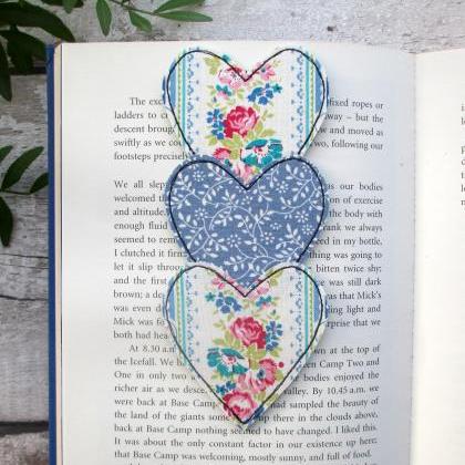 Fabric Heart Trio Bookmark, Fabric ..