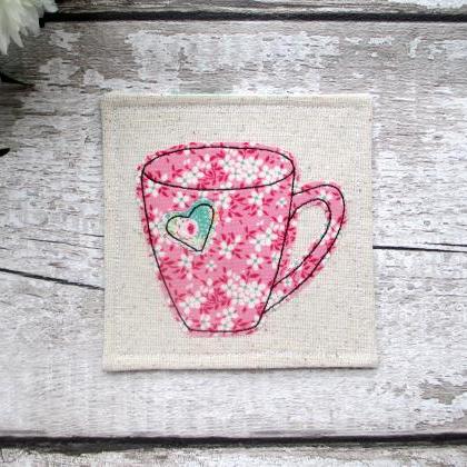 Fabric Mug Coaster, Gift For A Tea Or Coffee Lover