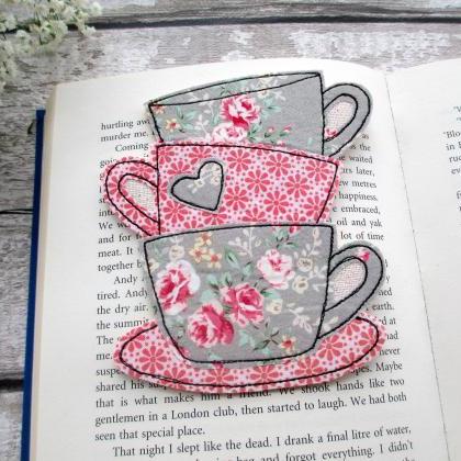 Unique Bookmark, Tea Cup Bookmark, Fabric..