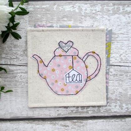 Teapot Coaster, Tea For One Gift Idea, Fabric..
