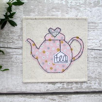 Teapot Coaster, Tea For One Gift Idea, Fabric..