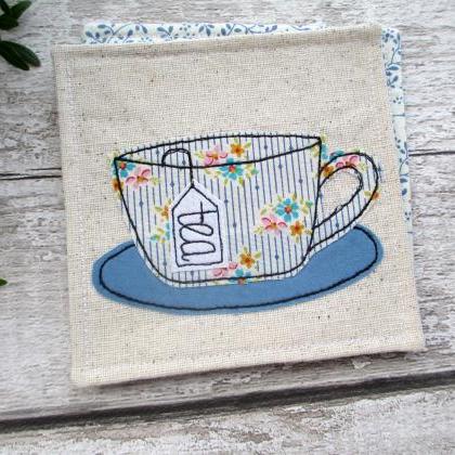 Fabric Coaster, Housewarming Gift For A Tea Lover,..