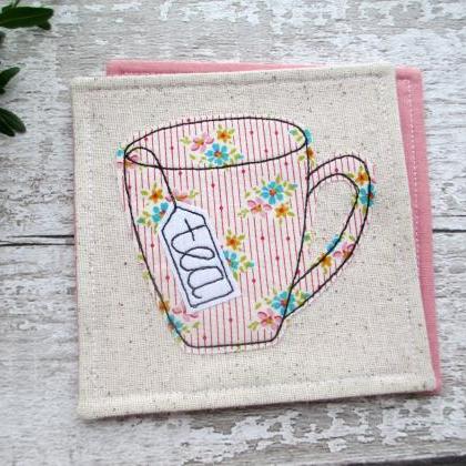 Fabric Tea Coaster, Birthday Gift For A Tea Lover,..