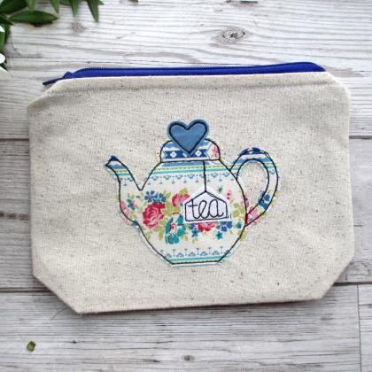 Teapot Zip Pouch, Gift For A Tea Lo..