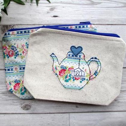 Teapot Zip Pouch, Gift For A Tea Lo..