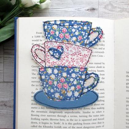 Fabric Bookmark, Tea Cup Stack Bookmark, Small..