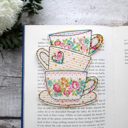 Fabric Tea Cup Bookmark, Bookish Gift For Mum