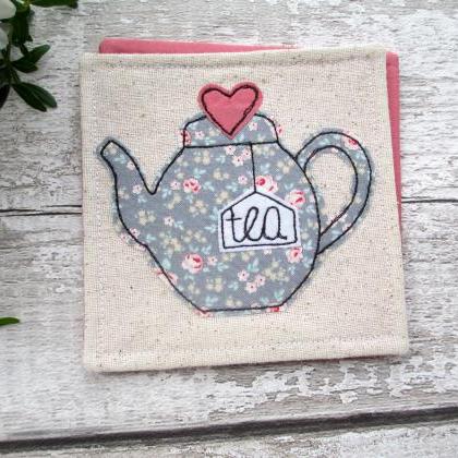 Teapot Coaster, Fabric Coaster, Retirement Gift..