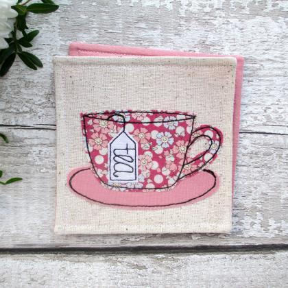 Pink Floral Tea Coaster, Retirement Gift For Her,..