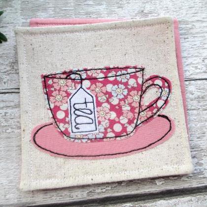 Pink Floral Tea Coaster, Retirement Gift For Her,..