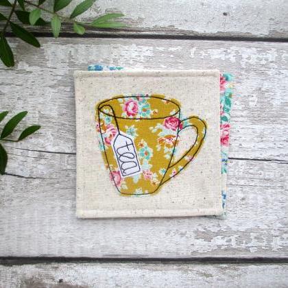 Mustard Floral Tea Coaster, Birthda..
