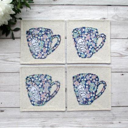 Fabric Coaster Set, Housewarming Gift For A Tea..
