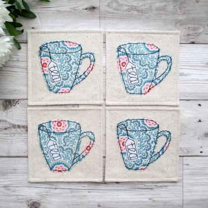 Fabric Coaster Set, Wedding Gift For Tea Lovers,..