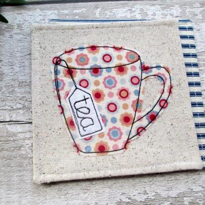 Fabric Coaster, Unique Gift For A Tea Lover