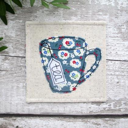 Fabric Coaster, Gift For A Tea Love..