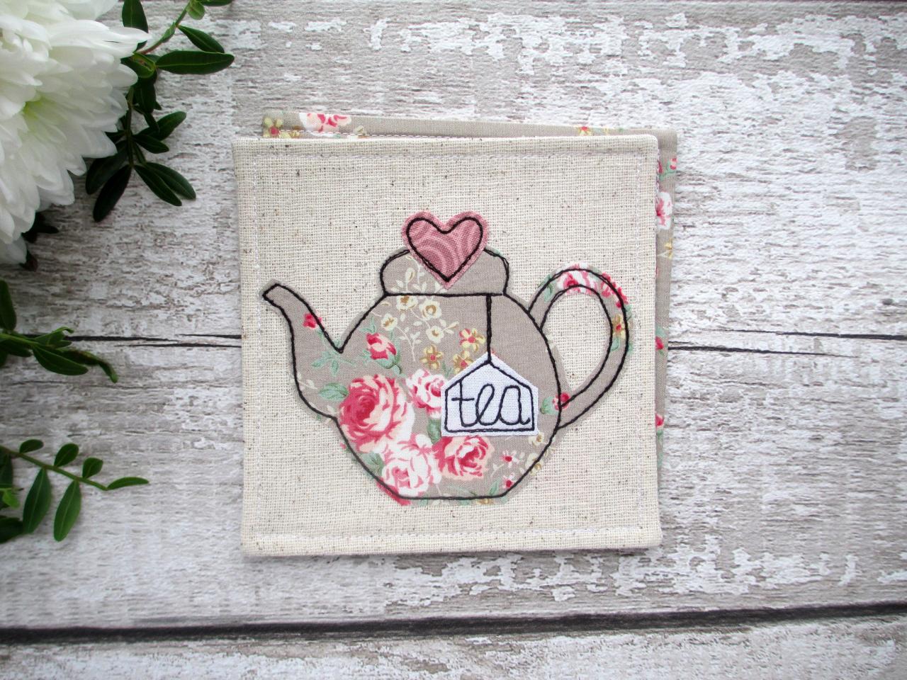 Fabric Teapot Coaster, Tea For One Gift Idea, Housewarming Gift For A Tea Lover