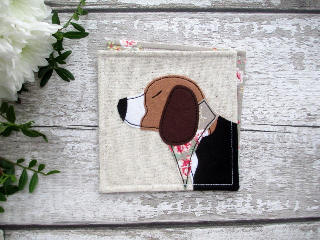Beagle Dog Coaster, Fabric Beagle Gift