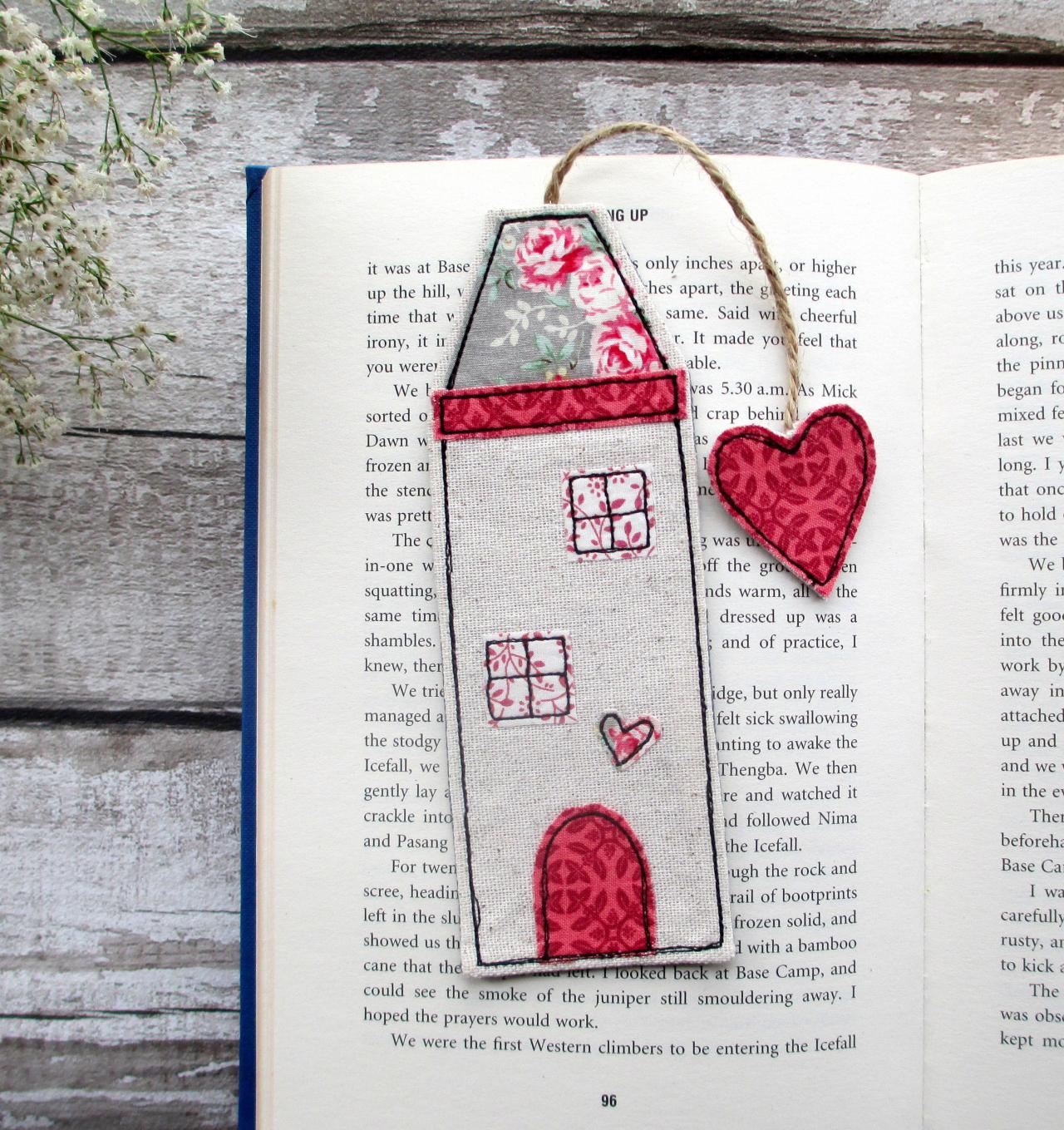 Tall House Bookmark, Unique Fabric Bookmark, Gift For A Book Lover / Bookworm / Teacher