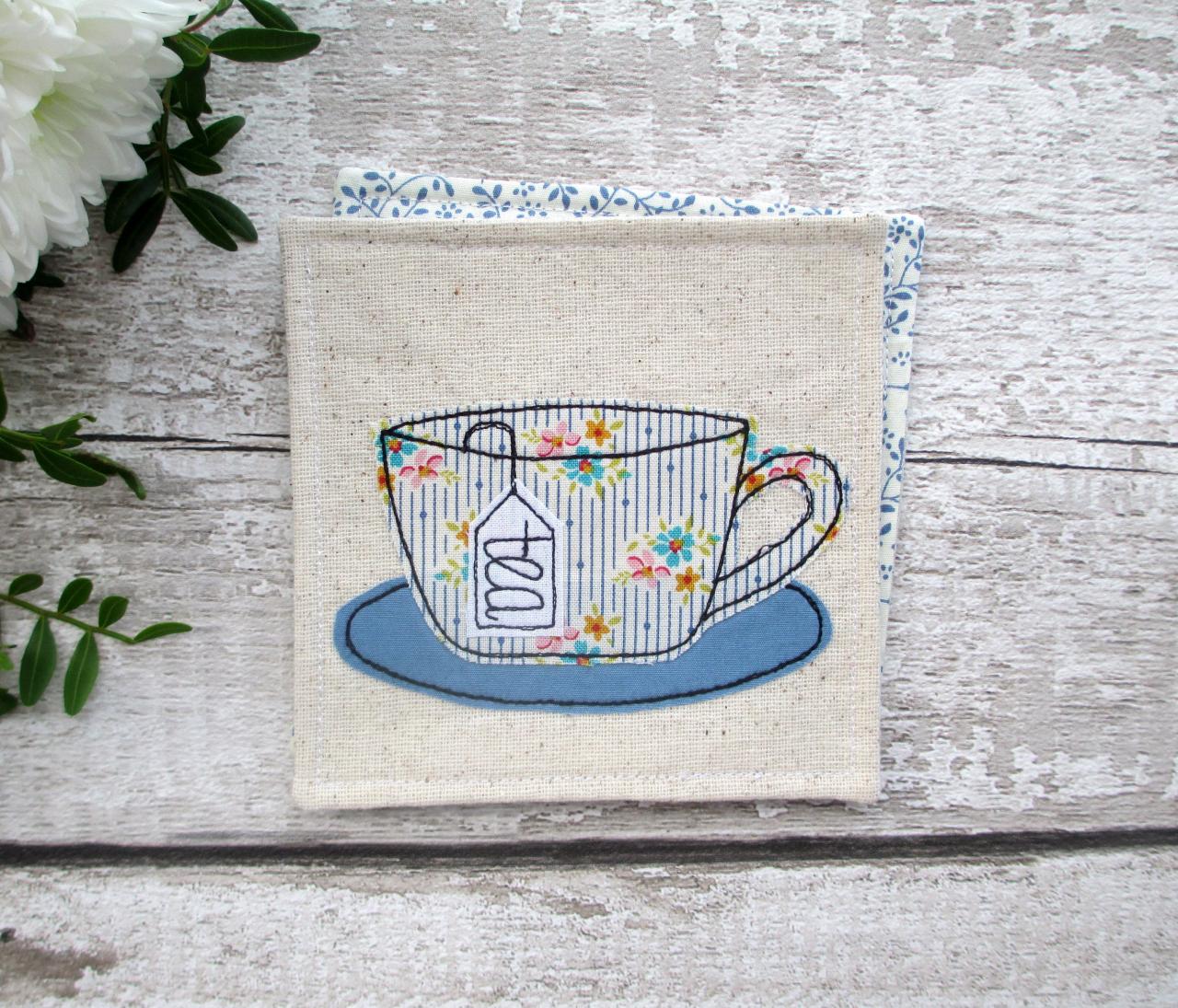 Fabric Coaster, Housewarming Gift For A Tea Lover, Tea Party Decor, Party Favours, Small Gift Ideas, Unique Tea Gift