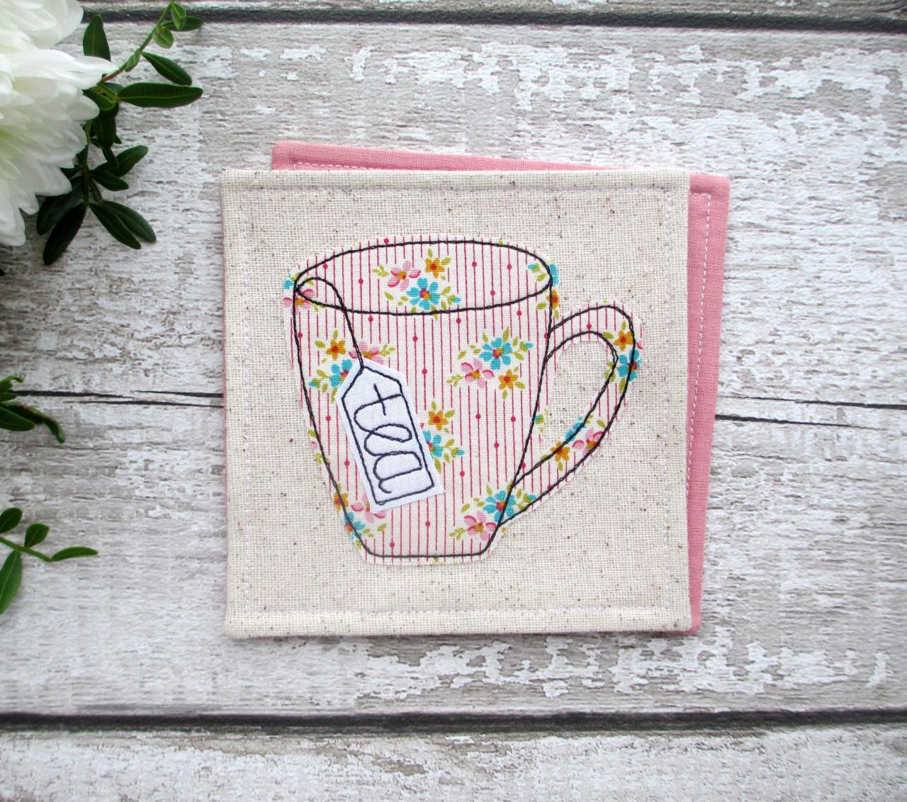 Fabric Tea Coaster, Birthday Gift For A Tea Lover, Coffee Table Decor, Kitchen Gift, Coasters For Drinks, Retirement Gift