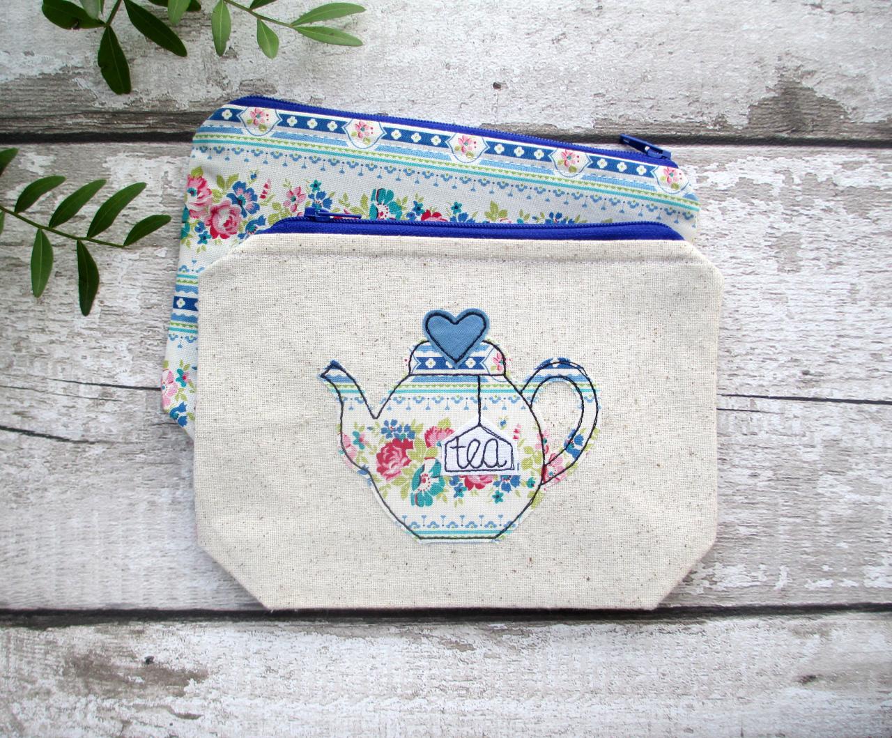 Teapot Zip Pouch, Gift For A Tea Lover