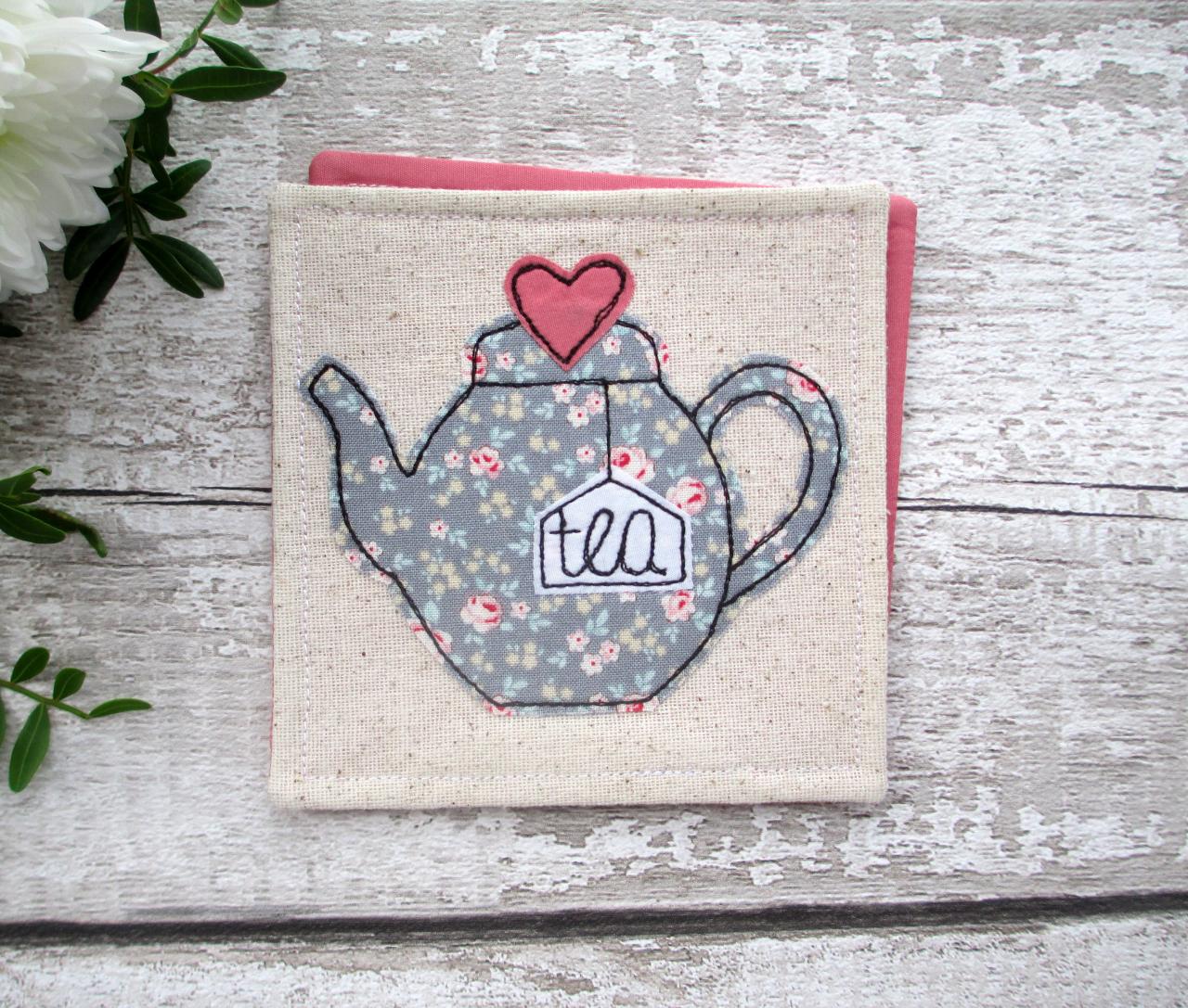Teapot Coaster, Fabric Coaster, Retirement Gift For A Tea Lover