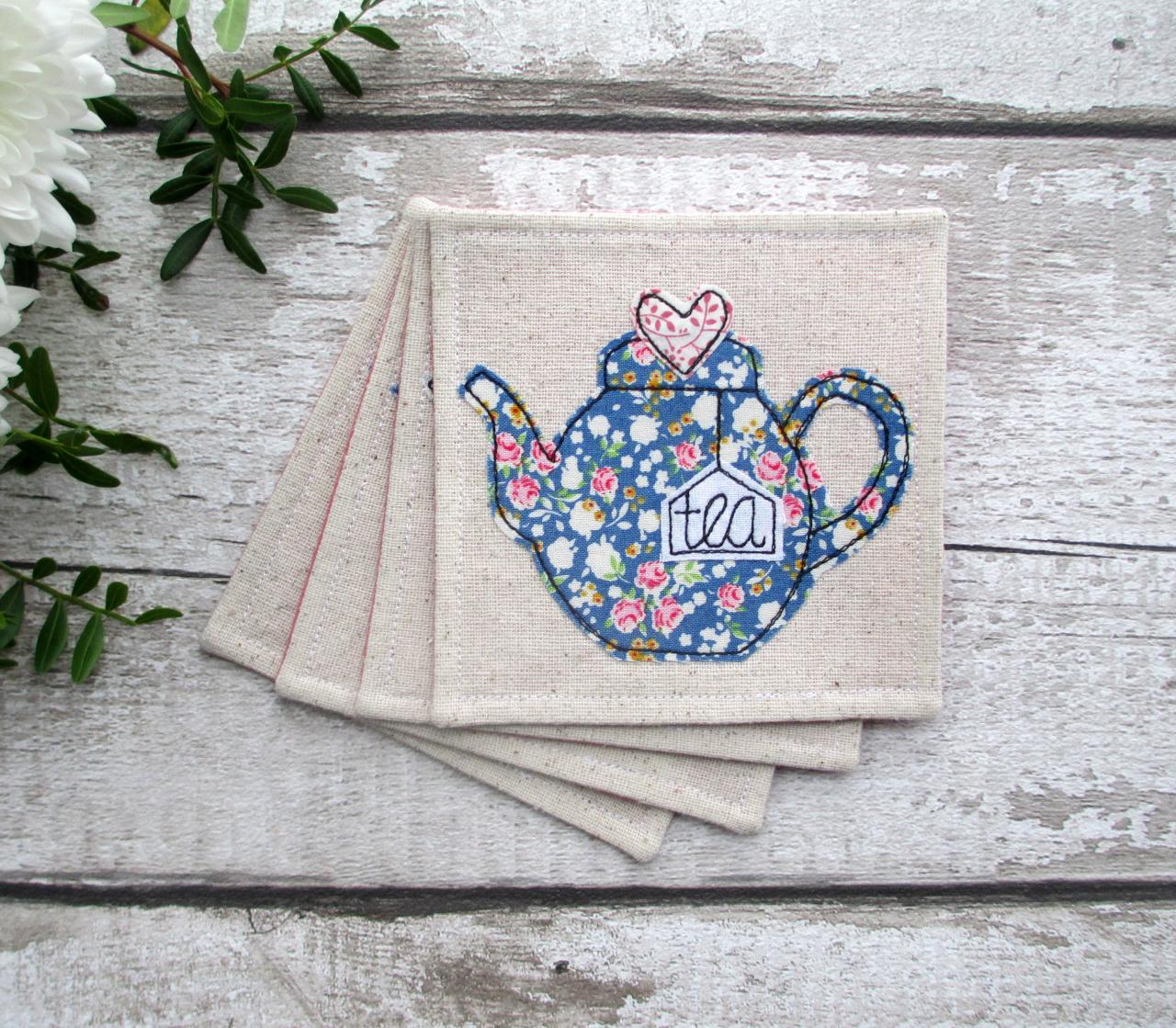 Teapot Coaster Set, Gift For A Tea Lover