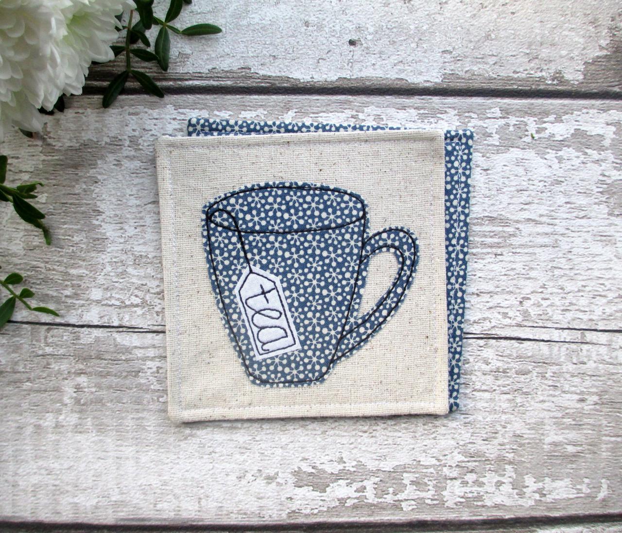 Fabric Tea Coaster, Gift For Him, Tea Drinker Gift