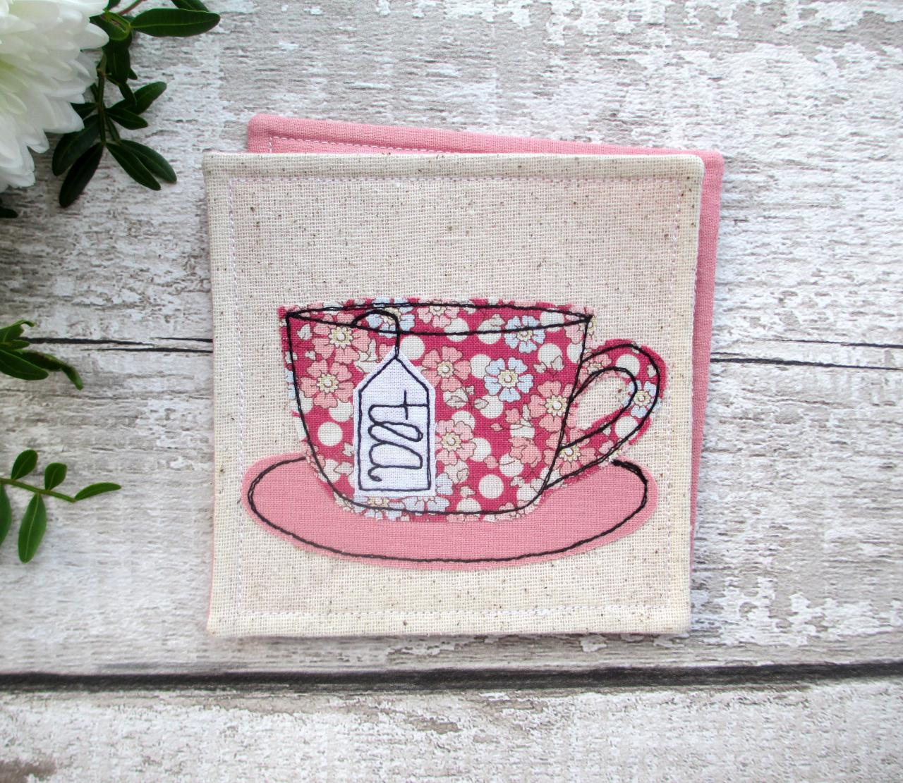 Pink Floral Tea Coaster, Retirement Gift For Her, Home Gift