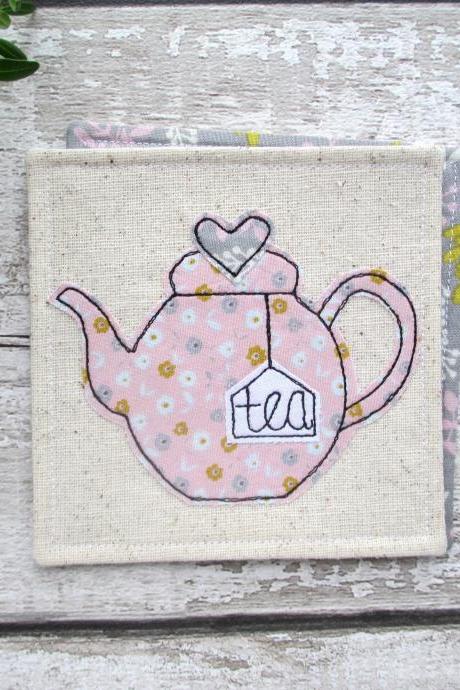 Teapot Coaster, Tea For One Gift Idea, Fabric Coffee Table Decor, Housewarming Gift For A Tea Lover