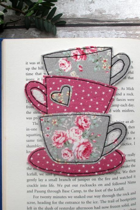 Fabric Bookmark, Bookish Tea Lover Gift