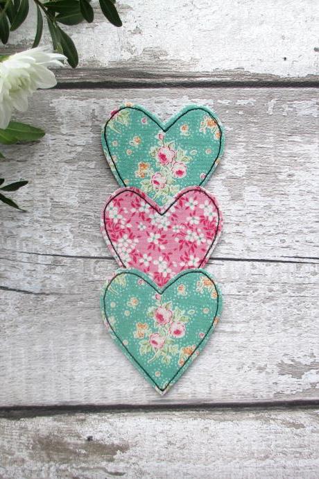 Heart Trio Fabric Bookmark, Book Lovers Gift