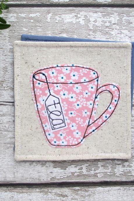 Fabric Tea Coaster, Birthday Gift For A Tea Lover