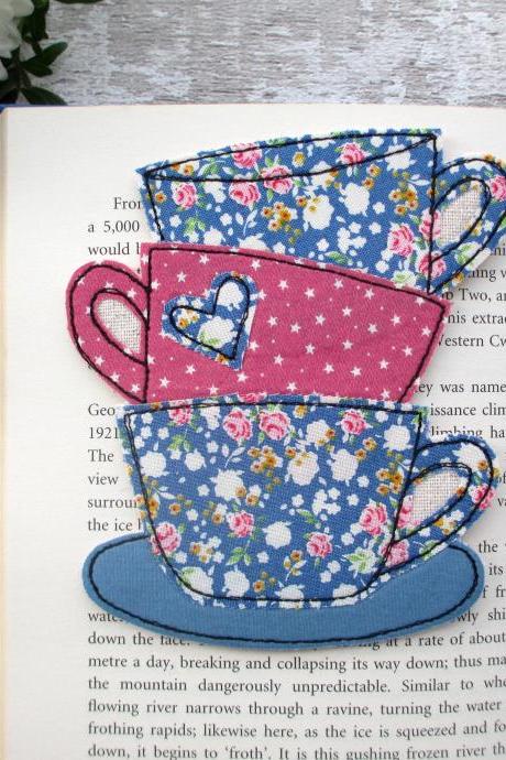 Fabric Bookmark, Book & Tea Lover Gift