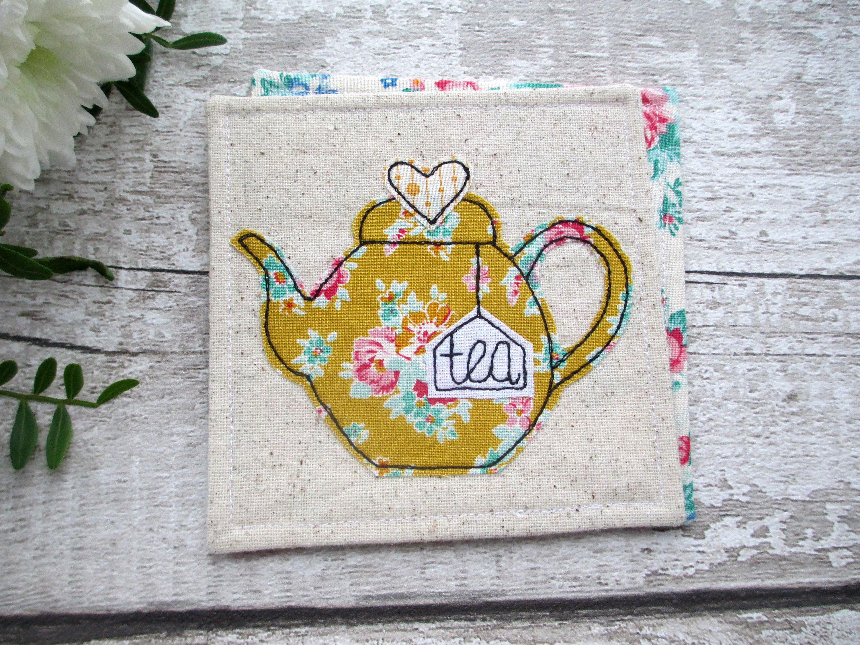 Teapot Coaster, Fabric Coaster, Retirement Gift For A Tea Lover on Luulla