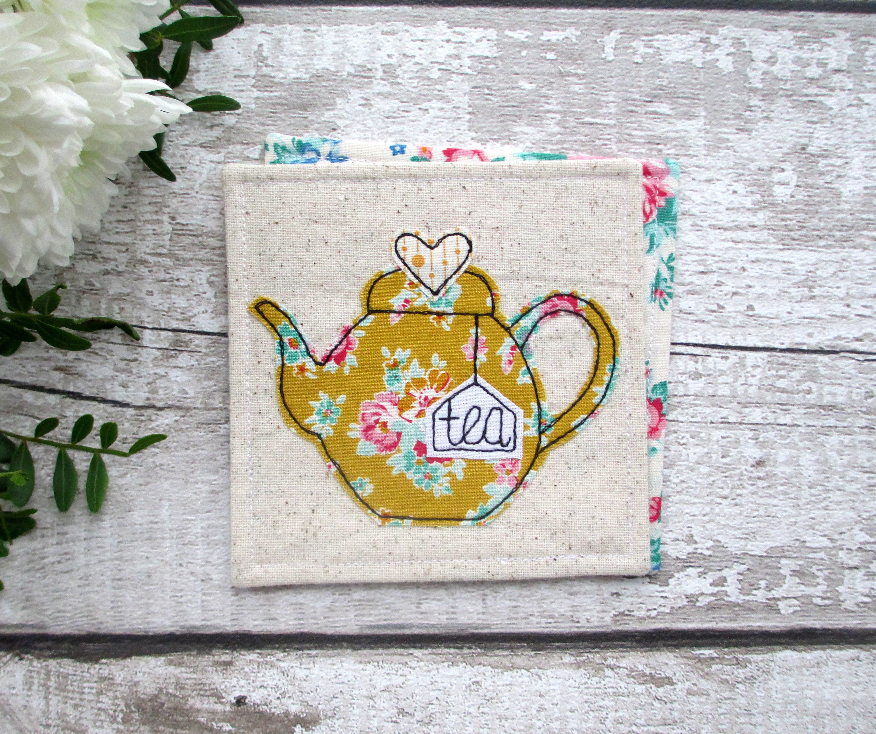 Teapot Coaster, Fabric Coaster, Retirement Gift For A Tea Lover on Luulla