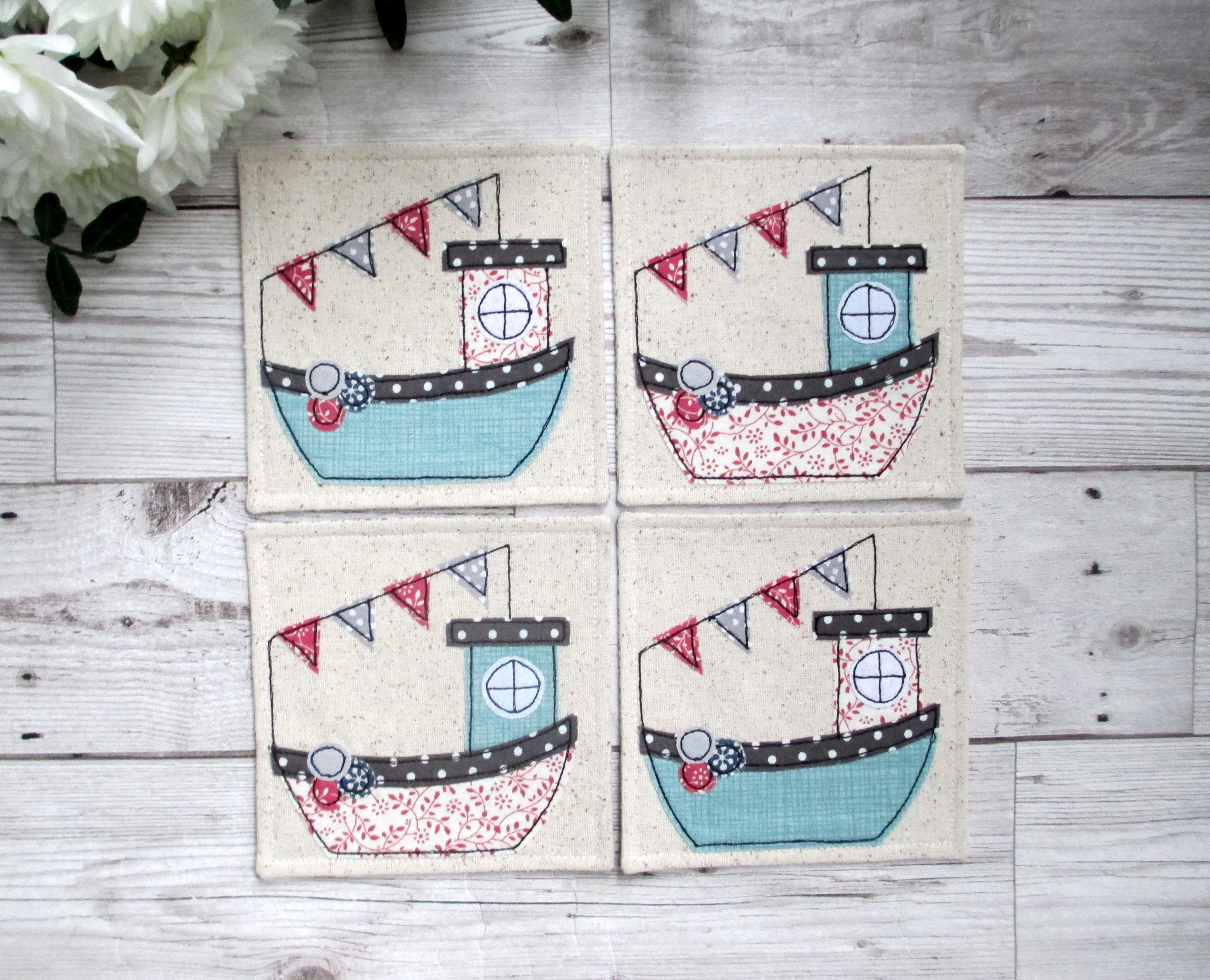 Fishing Boat Coaster Set, Nautical Housewarming Gift on Luulla